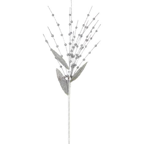 Künstlicher, klebriger Beerenzweig (ca. 60 cm, 15 Zweige, 0,8 Beeren pro Zweig), Weihnachtsdekoration, Bühnenbild, Requisite für Hochzeitsfotos (silber) (1/2)