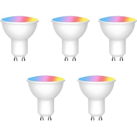 5er-Pack Tuya WiFi GU10 Smart-LED-Lampen, 6 W, 220 V, dimmbar, kompatibel mit der Smart Life App und Google Assistant. Funktioniert mit Alexa und Google Assistant.