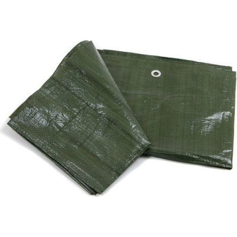 Telo occhiellato impermeabile in polietilene Verde da campeggio 70 gr -6 x 8 mt (1/4)