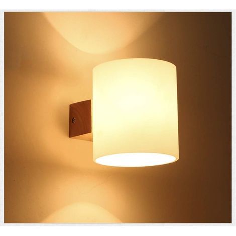 Applique murale moderne en bois et verre – Dimensions 14x16 cm – Espace d'éclairage 5-10 m² – Pour salon, chambre, couloir (1/4)