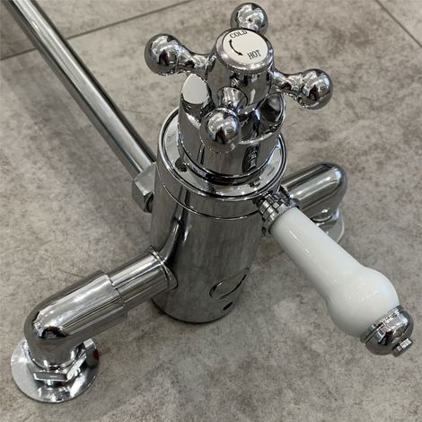 Traditional Thermostatic Dual Control Exposed Shower Mixer Valve - 150mm Centres