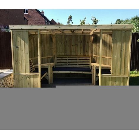 Buttercup Garden Room Shelter -  Swedish Redwood - L210 x W335 x H205 cm - Assembly included - Set of Waterproof Cushions Included