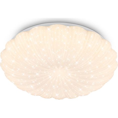 Briloner LED Deckenlampe Sternenhimmel Ø38,5cm Rund 24W 2600lm 3000K Warmweiß Gewellter Rand Weiß - Deckenleuchte Wohnzimmer Schlafzimmer Küche Flur