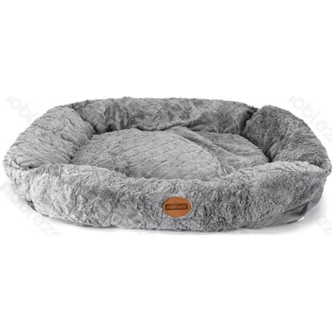 Lit ovale rembourré Nobleza pour chiens et chats, en peluche PV, antidérapant