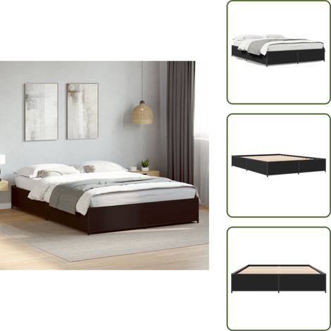 The Living Store Cadre de lit sans matelas noir 150x200 cm - Cadre De Lit - Lit Double - Lit Noir - Meuble Chambre - Literie