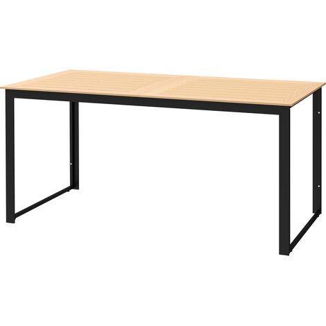 Table de jardin pour 6 personnes, 160 x 80 cm, table de balcon résistante aux intempéries avec plateau à lattes, table de buffet d'extérieur, teck