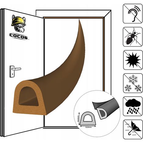 Guarnizione autoadesiva per porta e finestra D 12X10mm MARRONE (1/5)