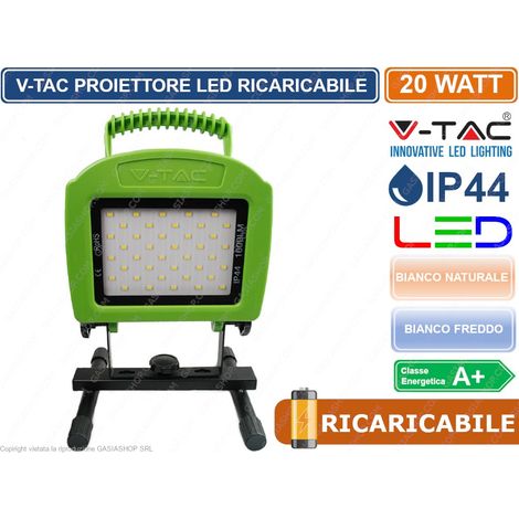 Proiettore Lampada Faro Led Portatile 20W Ricaricabile 12V Da Auto 220V Da Casa IP44 Autonomia 6 Ore Bianco Neutro SKU-5692 (1/5)