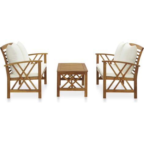 Maison Exclusive - Muebles de jardín 3 piezas con cojines madera (1/5)