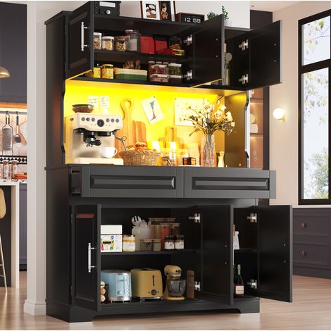Mueble almacenamiento cocina con LED y baldas ajustables OKMYHOME (1/5)