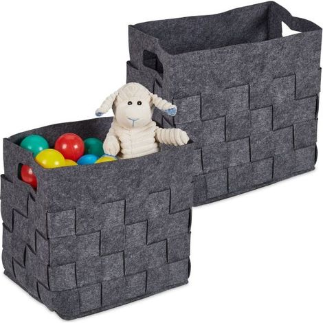 Cestino portaoggetti grigio in feltro set da 2 (1/5)