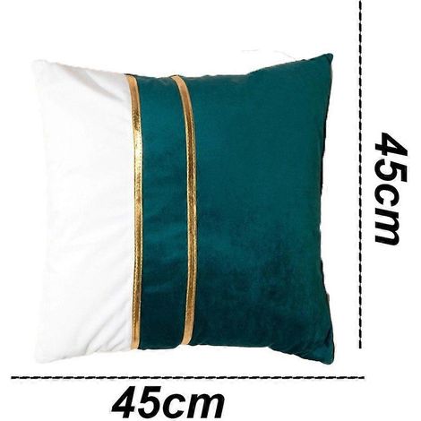 Housse de coussin de luxe en velours avec coutures colorées pour canapé et coussin lombaire (1/4)