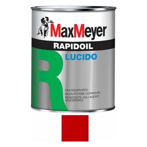 RAPIDOIL Smalto lucido a solvente per ferro e legno MaxMeyer Rosso Traffico RAL 3020,0.75 lt