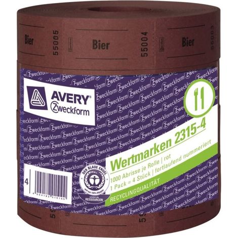4x Rolle Bier-Marke 57x30mm Rot 2000 Abrisse (1/3)