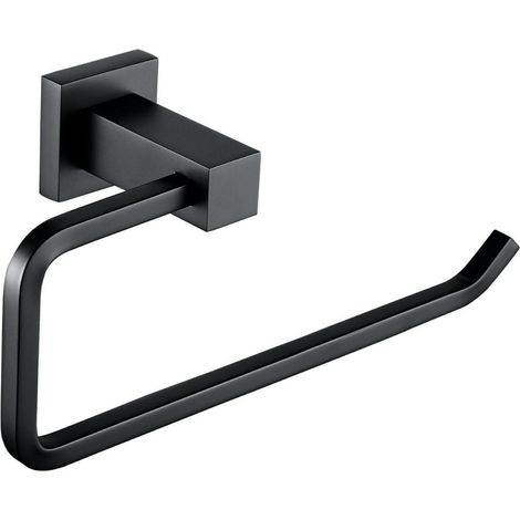 Modern Matte Black Square Wall Mounted Bathroom Towel Holder Ring (1/2)