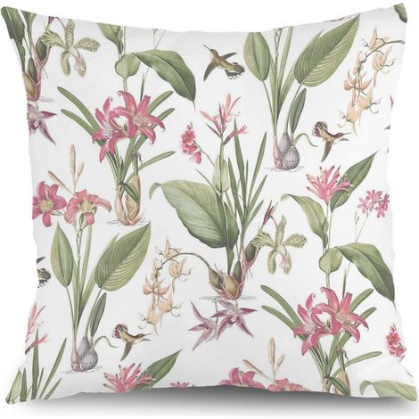 Housse de coussin plantes papillon, décoration salon maison,40×40cm (1/5)