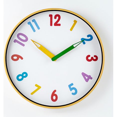 30cm Horloge murale colorée en faux bois Cartoon Bedroom Simple Clock