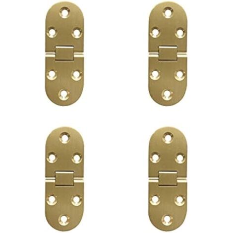 Bisagras abatibles de 180 grados, latón, borde redondeado, con tornillos, bisagra para mesa plegable, muebles, armarios, puertas, cajas de madera, antioxidante, cobre pulido, juego de 4 (1/4)