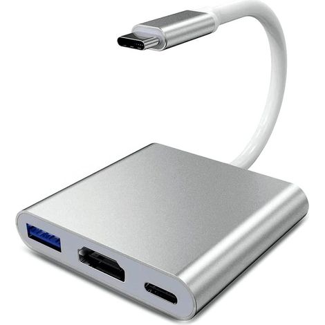 Adaptateur USB C vers HDMI, convertisseur vidéo Type C vers HDMI 4K, adaptateur USB-C vers HDMI avec port USB 3.0/port de charge USB C, adaptateur HDMI Mac, adaptateur multiport AV numérique USB C, ar (1/5)