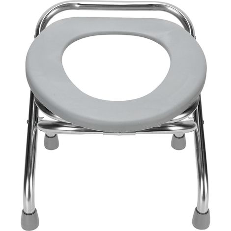 Chaise percée pliante portable en acier inoxydable antidérapant pour adultes, hauteur 38 cm (1/5)