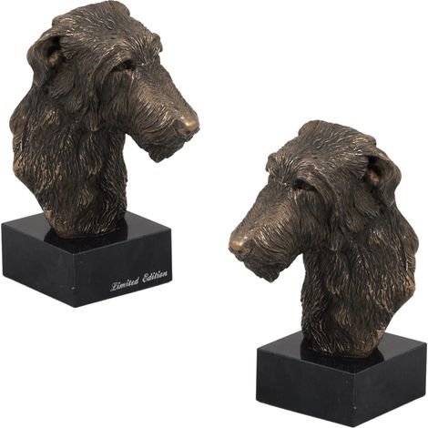 Galgo escocés, lebrel escocés: estatuilla de perro, busto sobre una base de piedra, escultura, trofeo para una exposición canina de Art-Dog. (1/5)
