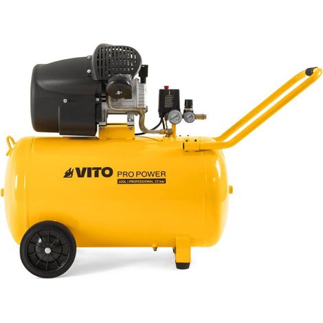 Compresseur à air 100L 10Bar 3CV 2200W Bi-cylindre 145 Psi, sur roues Ateliers et Chantiers VITO (1/5)