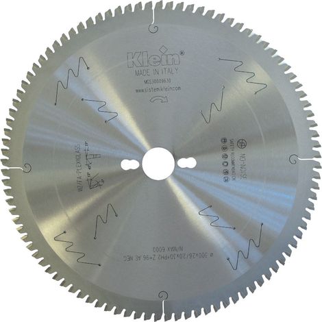 Lama circolare HW per plexiglass D=250, d=30, B/c=2.6/2.0, Z (Nr. denti)=80, Fori trasc.=PH02 MGS250.08030 KLEIN (1/4)