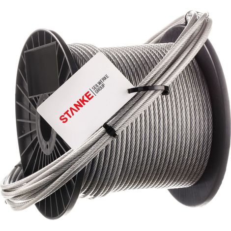 Seilwerk STANKE 10 m Câble en Acier Inoxydable en PVC 3,5 mm 7x7 Cordage en Acier Inoxydable INOX V4A A4