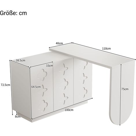 Bureau,bureau d’ordinateur d’angle pivotant en forme de L,table de bureau,coiffeuse,blanche 110 cm(GO) (1/5)