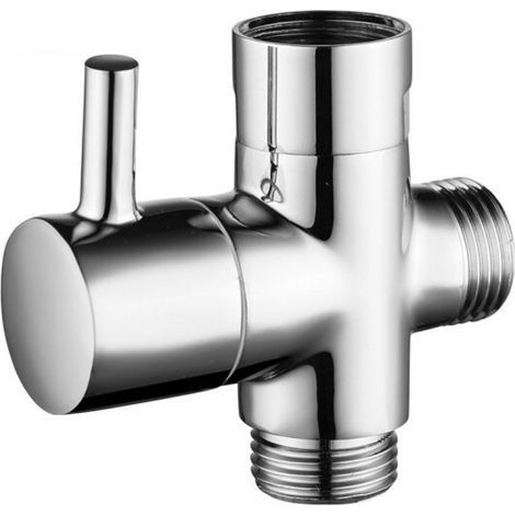 Valve 3 voies en laiton massif G1/2" Douchette Composants de Douche Raccord universels, Chrome (1/5)