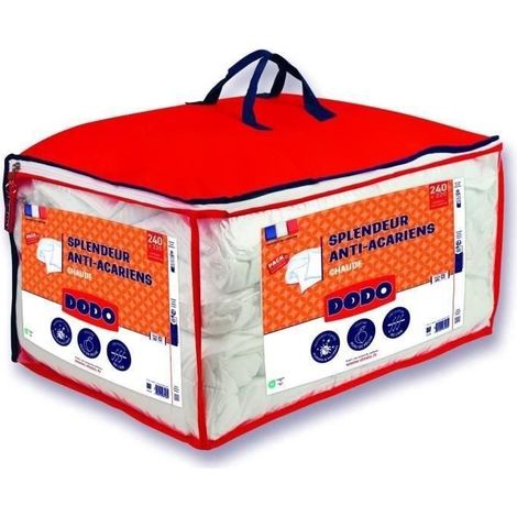 DODO Pack Piumone caldo antiacaro 220x240 cm + 2 cuscini 60x60 cm - Splendore - Imbottitura 100% volupt'air 350gr/m² - Bianco
