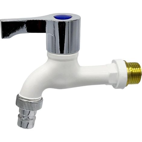 Robinet d'extérieur anti-fuite et résistant au gel Installation à trou unique pour machine à laver serpillère et piscine, blanc (1/2)