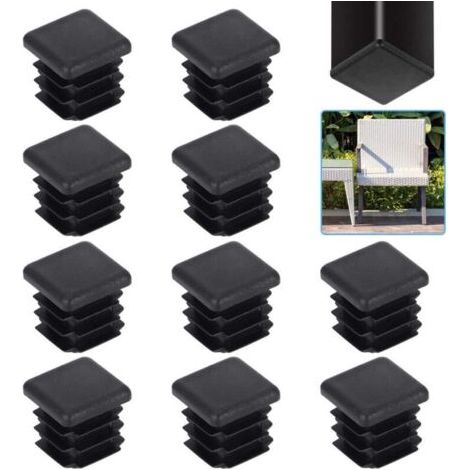 FENOPLASTICA20 pièces bouchons plastiques pour tube carré 20x20 mm, embouts à lamelles noirs pour pieds de table, chaises, armoires et meubles solides (1/4)