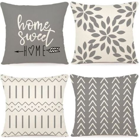 Lot de 4 Housse de Coussin Décoratif 45x45CM Canapé Taie d'oreiller Decoration Canapé Housses de Coussin en Lin d'extérieur Housse de Coussin Décoration pour Chambre, canapé, Chaise, Lit,45x45CM (1/4)