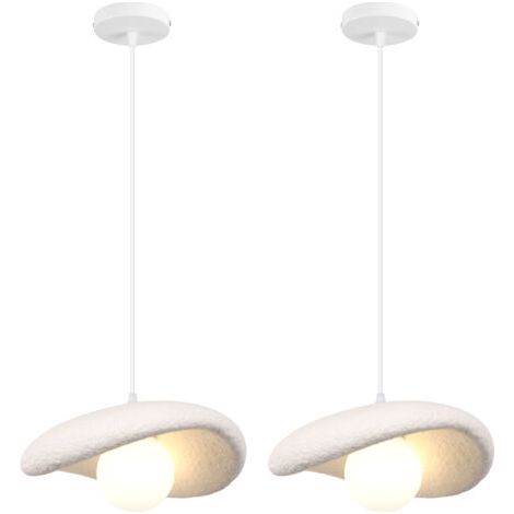 royaluxe- 2PCS 20CM Suspension Lustre Moderne Lustre Personnalisé Créatif D'Intérieur Plafonnier Rétro E27 Blanc Pour Chambre Cuisine