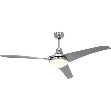MIRAGE 142, Ventilatore con Luce con Telecomando, CasaFan - Colore Pale: Grigio - Corpo: Cromo Spazzolato (1/3)