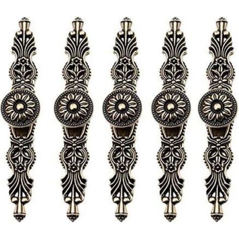 Ineasicer Lot de 5 Poignées de porte pour Placards Style Vintage Rétro Bouton de meuble Couleur Bronze pour Ancien Rétro Meuble Bibliothèque Commode Armoire Tiroir (1/4)