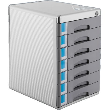 Boîte de rangement pour documents, design à 7 niveaux, sécurité verrouillable, Gris (1/5)