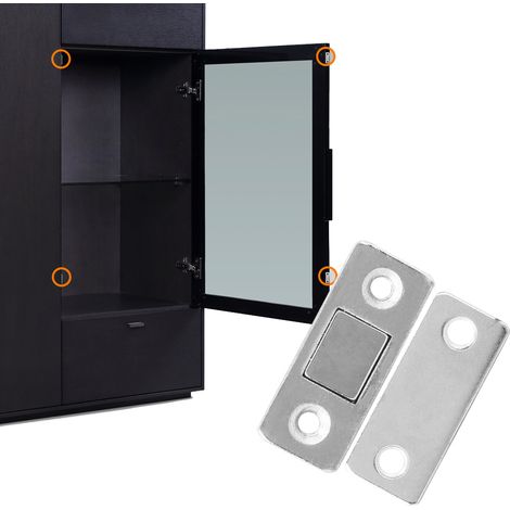 Lot de 10 portes coulissantes magnétiques invisibles ultra-minces sans perçage, dotées d'une attraction magnétique super puissante, pour les armoires et les penderies vitrées qui ne se ferment pas cor (1/5)