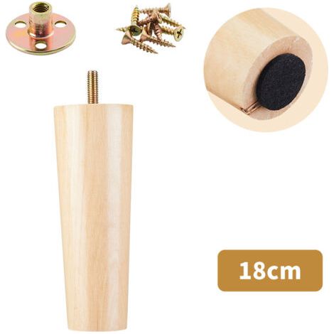 Lot de 4 pieds de canapé en bois massif, adaptés aux meubles TV, tables basses, meubles à chaussures et meubles de salle de bain (18 cm)