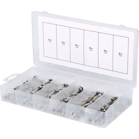 KS Tools 970.0270 Feinsicherung-Sortiment 5 A, 10 A, 15 A, 20 A, 25 A, 30 A Träge -T- Inhalt 120 (1/5)