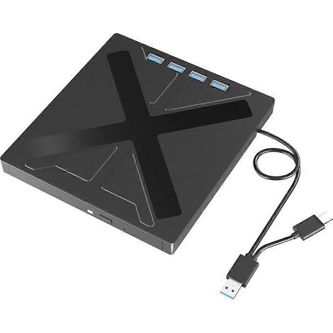 7-in-1 USB 3.0 externer CD/DVD-Brenner, optisches CD/DVD-Laufwerk, USB-Hub, tragbarer CD/DVD-Player für PC und Laptop (1/5)