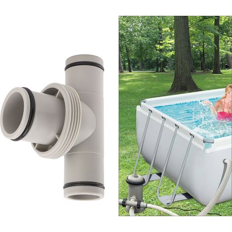 Raccord de pompe pour piscine - Adaptateur T en plastique 1,5" à 1,25" - Connexion avec 3 joints d'étanchéité (1/5)