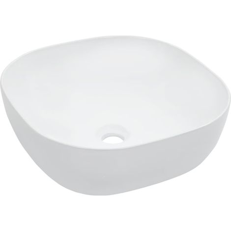 Lavabo sobre encimera para interior de baño aseo cabina de aseo 42,5 x 42,5 cm cerámica blanca 020002626
