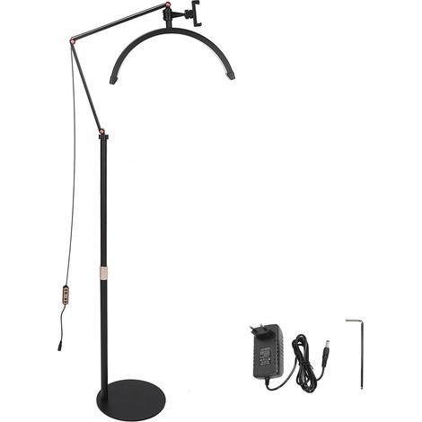 Lampe sur pied demi-lune HD-M2X noire 16 pouces 20 W pour tatouage, tatouage des sourcils, nail art, extensions de cils, lampe sur pied, lampe de chevet, éclairage d'appoint LED en forme de U protégea (1/5)