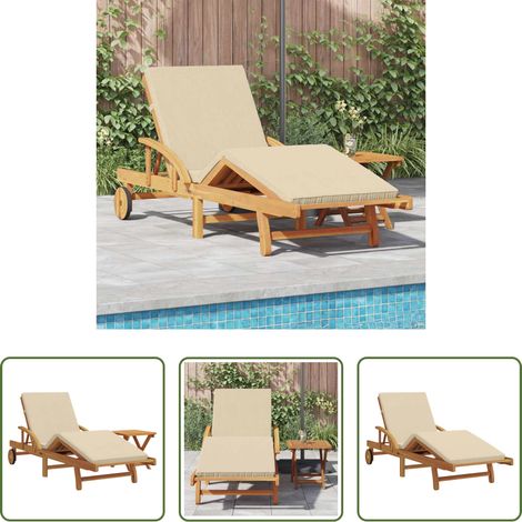 Transat moderne - Transat 2 pcs Beige 40 x 40 x 40cm Bois d'acacia massif (1/5)