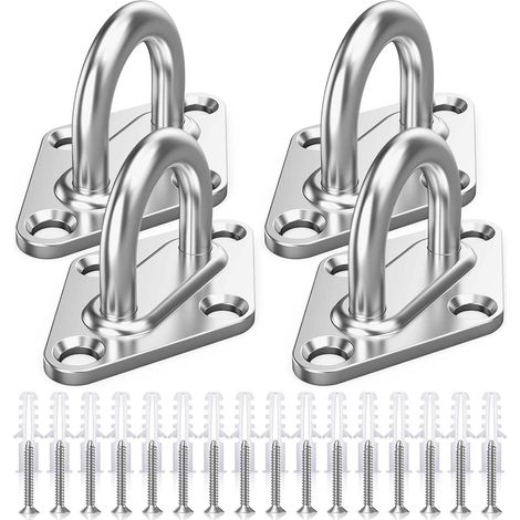 M5 Platine Oeillet Inox,4 Pièces Rhombic Kit de Crochet Plafond Charge Lourde,Crochets D'ancrage Marine avec Vis,Crochet Suspension Plafond Fixation Support Anneau Mural pour Accrocher Objets (4) (1/5)
