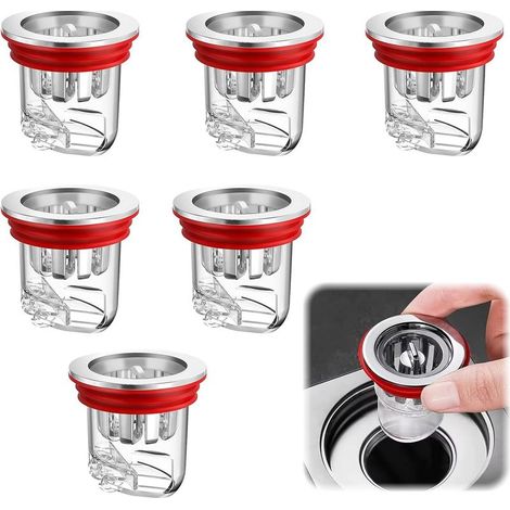 Pack de 6 siphons de douche transparents, valve anti-odeur pour siphon de sol (diamètre 3,2-4,5 cm), filtre anti-reflux pour balcon, cuisine, salle de bain et machine à laver. (1/5)