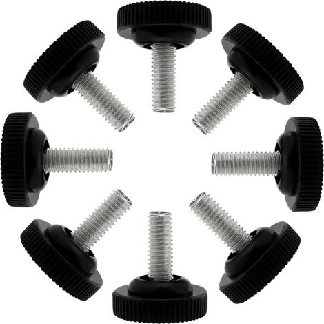 Piedini di livellamento regolabili M8 x 16,5 mm x 27,5 mm, a vite, antigraffio, per gambe di tavoli e sedie, confezione da 8 pezzi.