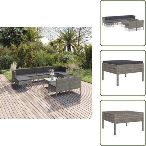 Salon de jardin 10 pcs avec coussins Résine tressée Gris - Salon De Jardin - Mobilier De Jardin - Meubles De Jardin - Set De Jardin - Terrasse
